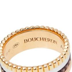 Boucheron Quatre Classique 18K Three Tone Gold Brown PVD Large Band Ring Size 47
