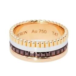 Boucheron Quatre Classique 18K Three Tone Gold Brown PVD Large Band Ring Size 47