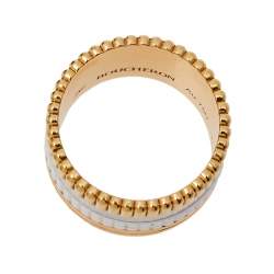 Boucheron Quatre White Edition Ceramic 18K Three Tone Gold Large Band Ring Size 53