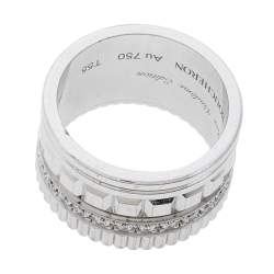Boucheron Quatre Radiant Edition Diamond 18K White Gold Wide Band Ring 55