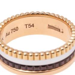 Boucheron Quatre Classique Brown PVD 18k Three Tone Gold Small Band Ring Size 54 