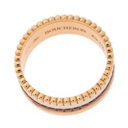 Boucheron Quatre Classique Brown PVD 18k Three Tone Gold Small Band Ring Size 54 