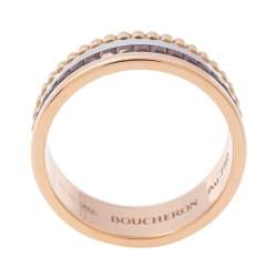Boucheron Quatre Classique Brown PVD 18k Three Tone Gold Small Band Ring Size 54 