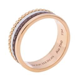 Boucheron Quatre Classique Brown PVD 18k Three Tone Gold Small Band Ring Size 54 