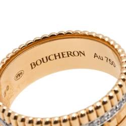 Boucheron Quadrate Radiant Diamond 18k Two Tone Gold Small Band Ring Size 58