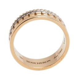 Boucheron Quadrate Radiant Diamond 18k Two Tone Gold Small Band Ring Size 58