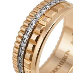 Boucheron Quadrate Radiant Diamond 18k Two Tone Gold Small Band Ring Size 58