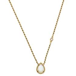 Pre Owned Boucheron Serpent Boheme Mother of Pearl Diamond 18k Yellow Gold Pendant Necklace XS