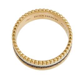 Boucheron Quatre Classique Brown PVD 18k Three Tone Gold Small Band Ring Size 58