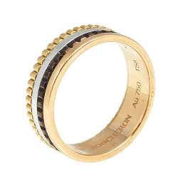 Boucheron Quatre Classique Brown PVD 18k Three Tone Gold Small Band Ring Size 58