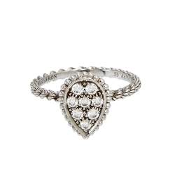 Boucheron Serpent Boheme Diamond 18K White Gold S Motif Ring Size 53