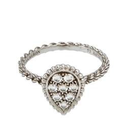 Boucheron Serpent Boheme Diamond 18K White Gold S Motif Ring Size 53