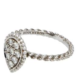 Boucheron Serpent Boheme Diamond 18K White Gold S Motif Ring Size 53