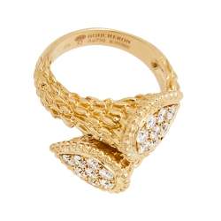 Boucheron Serpent Boheme Toi et Moi S Motif Diamond 18k Yellow Gold Ring Size 52