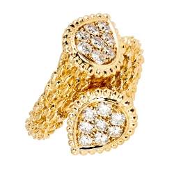 Boucheron Serpent Boheme Toi et Moi S Motif Diamond 18k Yellow Gold Ring Size 52