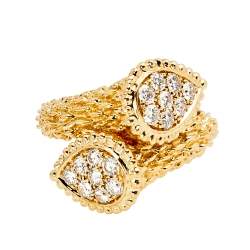 Boucheron Serpent Boheme Toi et Moi S Motif Diamond 18k Yellow Gold Ring Size 52