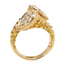 Boucheron Serpent Boheme Toi et Moi S Motif Diamond 18k Yellow Gold Ring Size 52