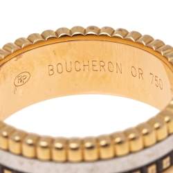 Boucheron Quatre Classique Brown PVD 18k Three Tone Gold Small Band Ring Size 52