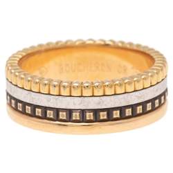 Boucheron Quatre Classique Brown PVD 18k Three Tone Gold Small Band Ring Size 52
