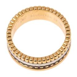Boucheron Quatre Classique Brown PVD 18k Three Tone Gold Small Band Ring Size 52