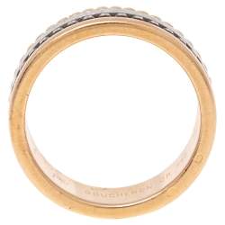 Boucheron Quatre Classique Brown PVD 18k Three Tone Gold Small Band Ring Size 52