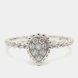 مملوكة مسبقًا Boucheron Serpent Boheme Diamond 18K White Gold XS Motif Ring Size 50