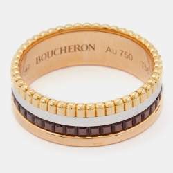 Boucheron Quatre Classique Brown PVD 18k Three Tone Gold Small Band Ring Size 56