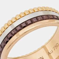 Boucheron Quatre Classique Brown PVD 18k Three Tone Gold Small Band Ring Size 56