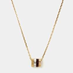 Boucheron Quatre Classique Mini Ring Diamond 18k Three Tone Gold Pendant Necklace