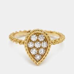 Boucheron Serpent Boheme Diamonds 18k Yellow Gold S Motif Ring Size 52
