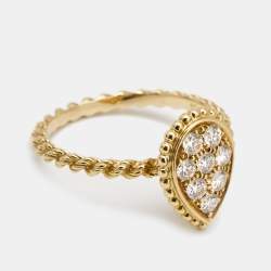 Boucheron Serpent Boheme Diamonds 18k Yellow Gold S Motif Ring Size 52