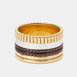 Boucheron Quatre Classique Brown PVD 18k Three Tone Gold Large Ring Size 53