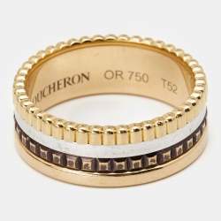 Boucheron Quatre Classique Brown PVD 18k Three Tone Gold Small Band Ring Size 52