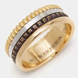 Boucheron Quatre Classique Brown PVD 18k Three Tone Gold Small Band Ring Size 52