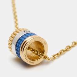 Pre Owned Boucheron Quatre Blue Edition Ceramic 18k Three Tone Gold Pendant Necklace