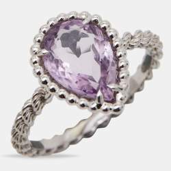 Boucheron Serpent Boheme  Amethyst 18k White Gold S Motif Ring Size 49