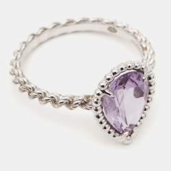 Boucheron Serpent Boheme  Amethyst 18k White Gold S Motif Ring Size 49