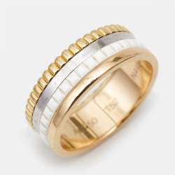 Boucheron Quatre Classique White Edition Ceramic 18k Three Tone Gold Ring Size 52