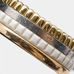 Boucheron Quatre Classique White Edition Ceramic 18k Three Tone Gold Ring Size 52