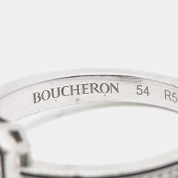 Boucheron Vendôme liseré Diamonds Black Lacquer 18k White Gold Ring Size 54