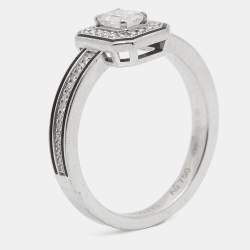 Boucheron Vendôme liseré Diamonds Black Lacquer 18k White Gold Ring Size 54