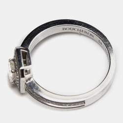 Boucheron Vendôme liseré Diamonds Black Lacquer 18k White Gold Ring Size 54