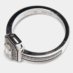 Boucheron Vendôme liseré Diamonds Black Lacquer 18k White Gold Ring Size 54