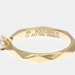 Boucheron 18K Pink Gold Diamond Facette Ring EU 51