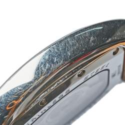Pre Owned Boucheron Grey Stainless Steel Diamond Leather MEC Tonneau Women's Wristwatch 38 mm