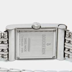 Boucheron Silver Diamonds Stainless Steel Reflet Women's Wristwatch 18 mm (With 8 Straps)