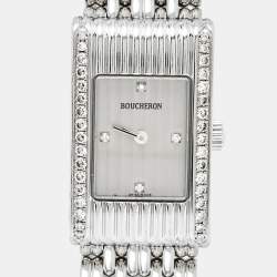 Boucheron Silver Diamonds Stainless Steel Reflet Women's Wristwatch 18 mm (With 8 Straps)