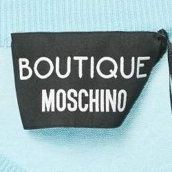 Pre Owned Boutique Moschino Blue Cotton Knit Button Detail Cardigan M
