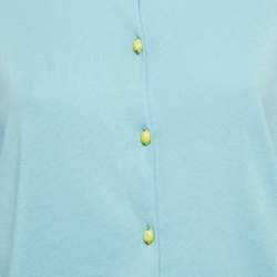 Pre Owned Boutique Moschino Blue Cotton Knit Button Detail Cardigan M