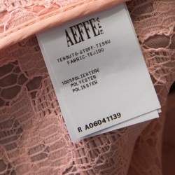 Pre Owned Boutique Moschino Peach Floral Lace Paneled Zip Front Jacket S